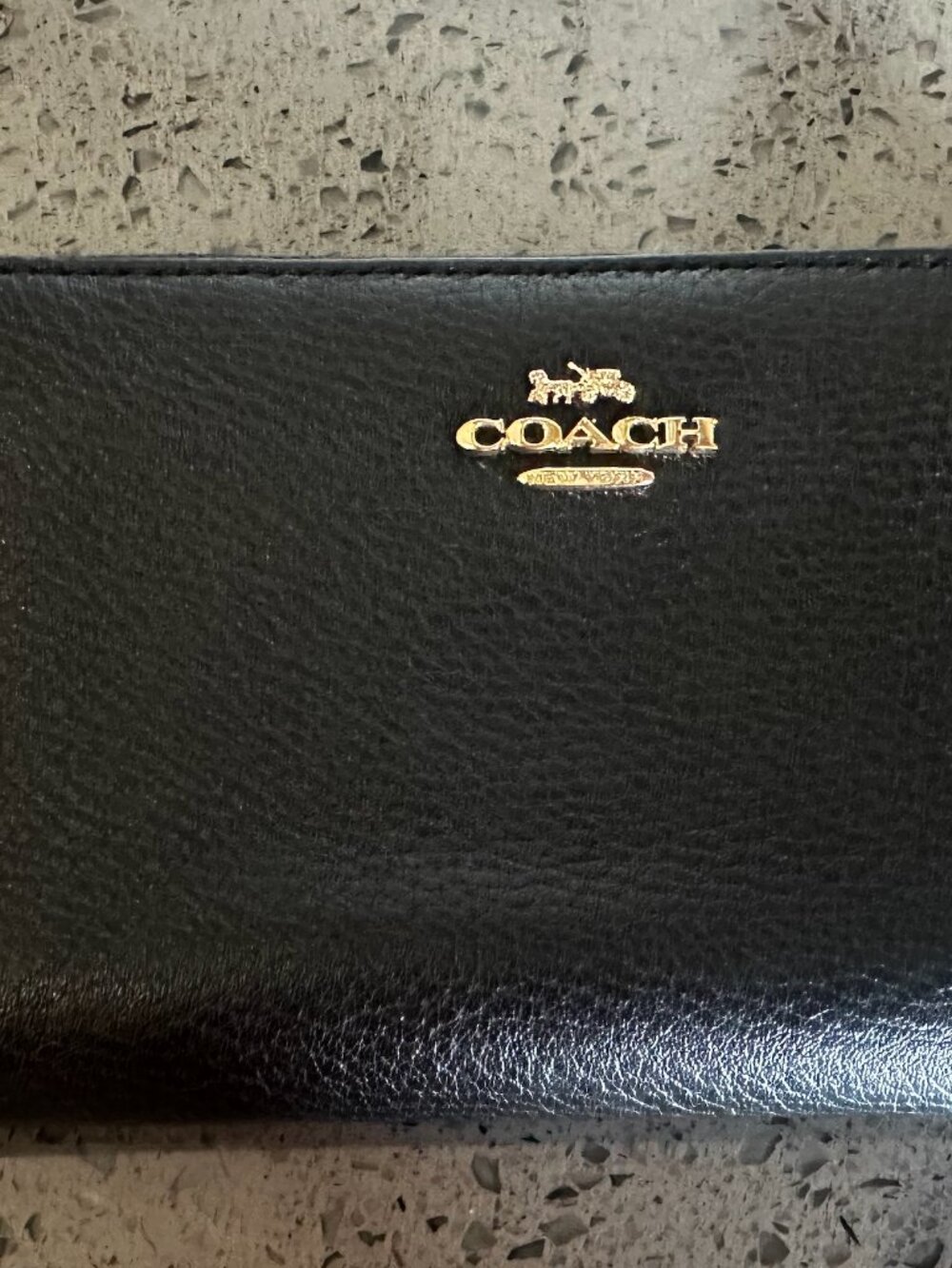 Coach Wallet - Black Leather with Gold zippers and logo